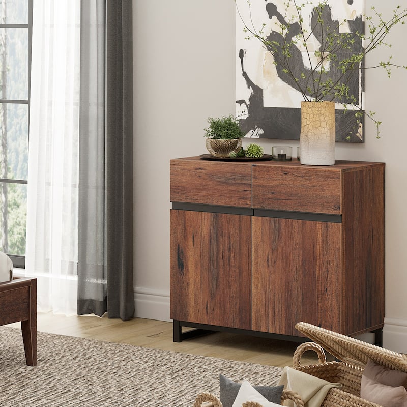 WAMPAT Modern TV Stand with Storage Cabinets for Living Room,Bedroom,Brown