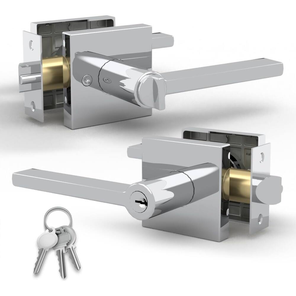 Mega Handles PRIME Entry Door Lever Handle Set – Reversible Square Door Lock for Left- or Right-Handed Doors, Heavy-Duty Design