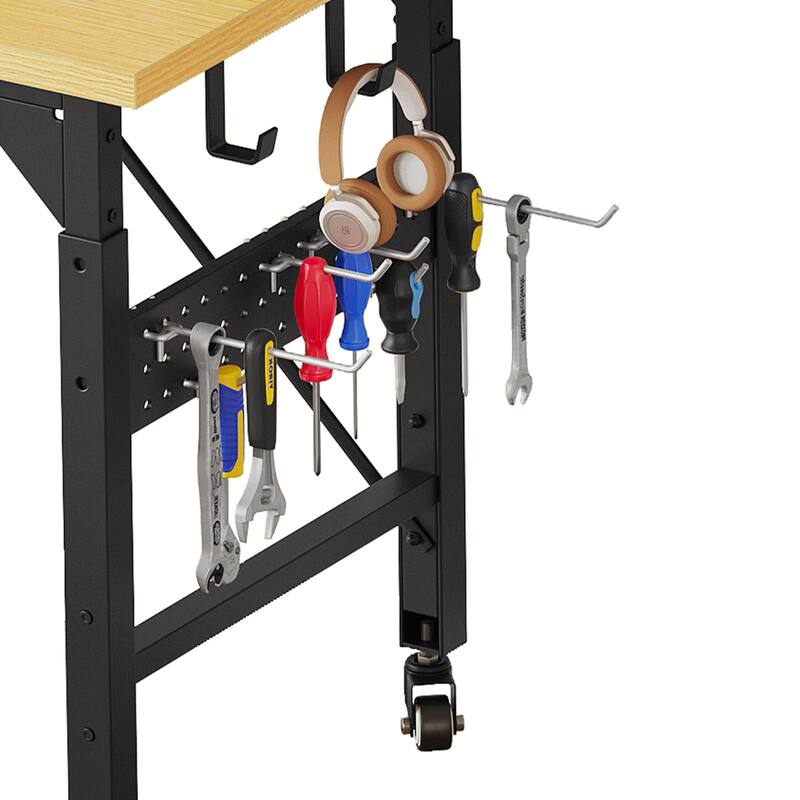 Moasis Multifunctional Workbench 59x23" with Pegboard Worktable and Power Outlets