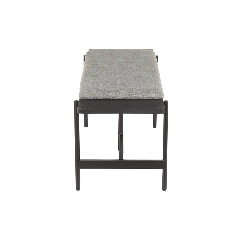 Chloe Contemporary Bench in Black Metal and Grey Fabric with Black Wood Accents by LumiSource