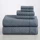 preview thumbnail 54 of 197, Linery & Co. Cotton Diamond Waffle Texture Bath Towels 6 Piece Set W/ Bath Sheets - Blue