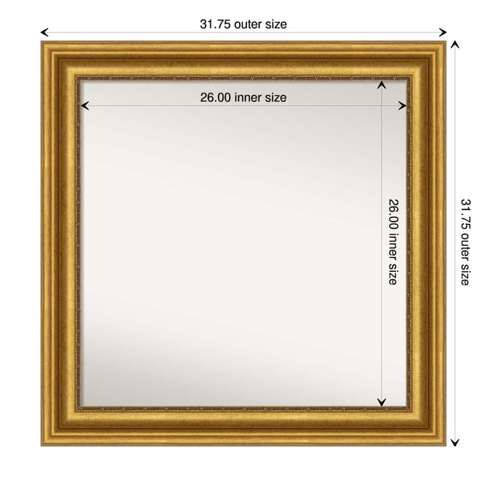 Parlor Gold Framed Non-Beveled Custom Wall Mirror, Bathroom Vanity Mirror