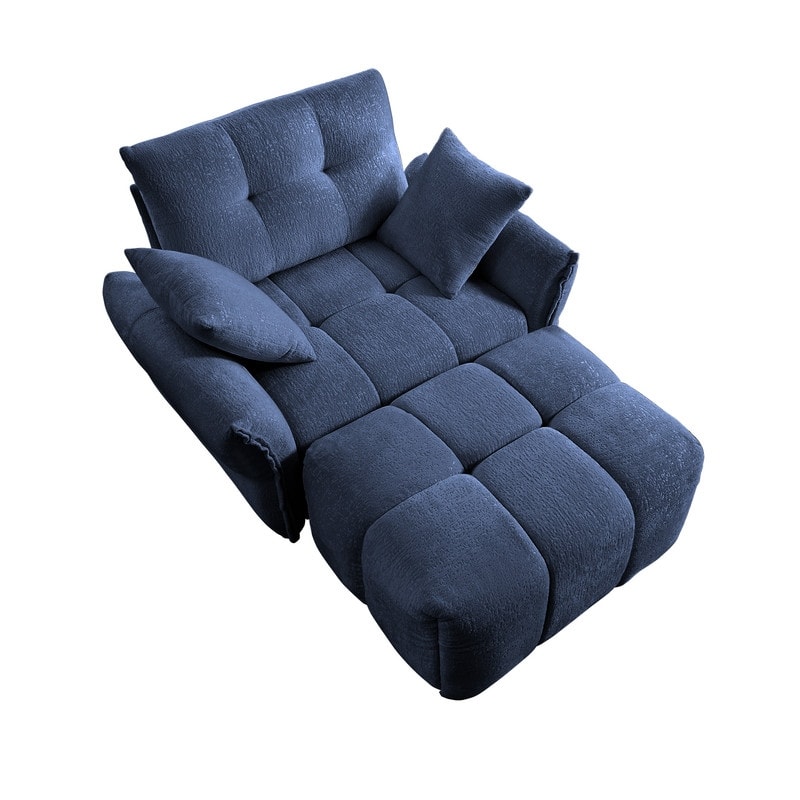 47.2" Chenille Upholstered Sofa with Ottoman
