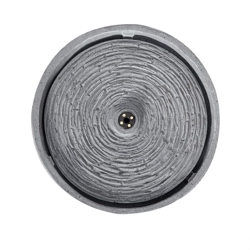 Christopher Knight Home - Modern 12.99"H Polyresin Outdoor Bowl Water Fountain with LED Light