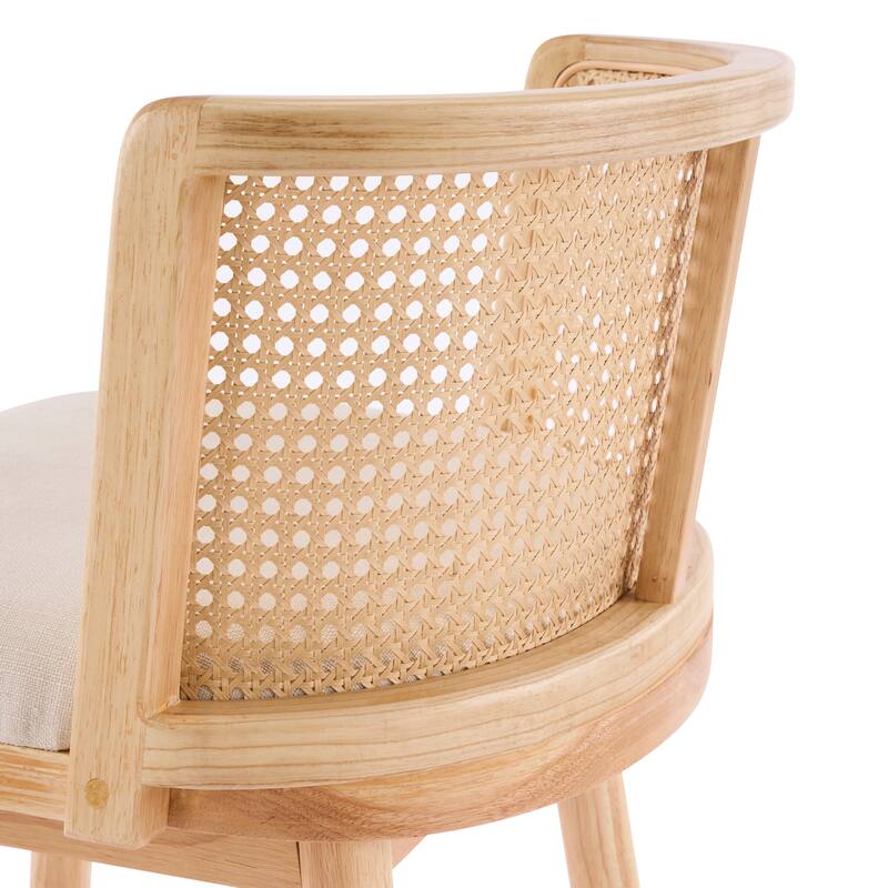 Christopher Knight Home - Talia Scandinavian Upholstered Wooden Counter Stool Set - Bar Chairs with Rattan Backrest