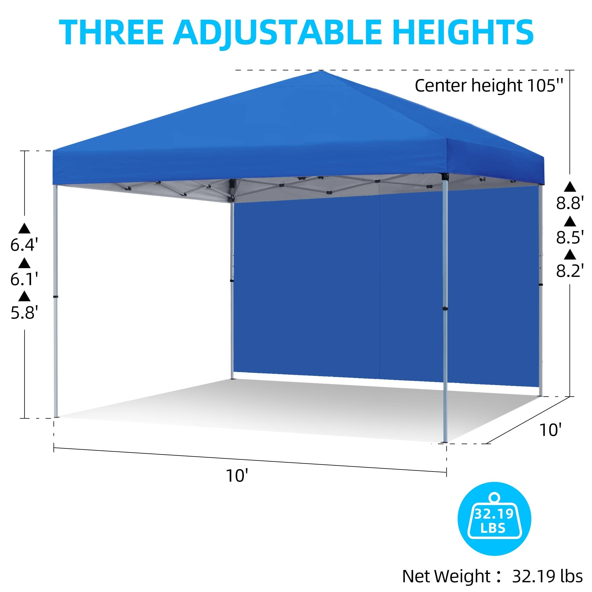 Moasis 10x10 Pop Up Canopy Instant Canopy Tent with Removable Sidewall Easy Set Up White