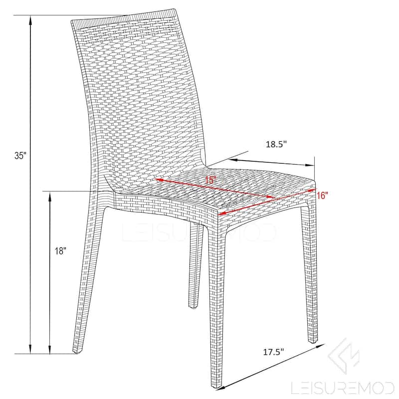 Outdoor Patio Dining Chairs, Set of 4 Stackable Polypropylene Chairs with Woven Design for Garden, Deck, or Pool