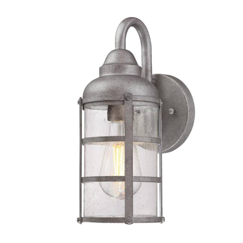 Westinghouse Rezner One-Light Outdoor Wall Fixture, Galvanized Steel Finish with Clear Seeded Glass
