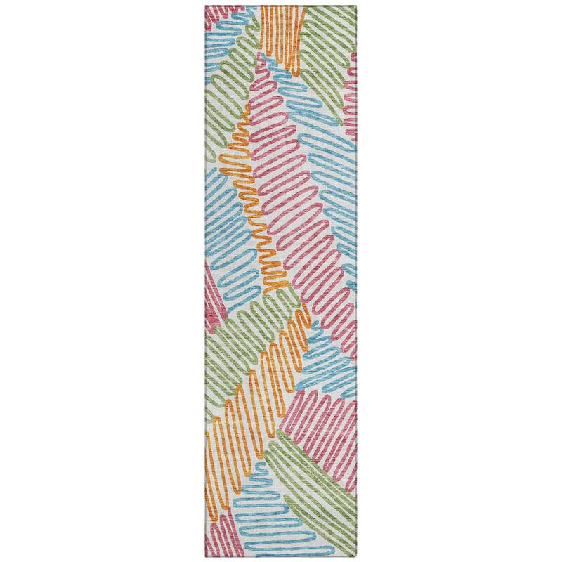 Machine Washable Indoor/ Outdoor Chantille Contemporary Squiggles Rug