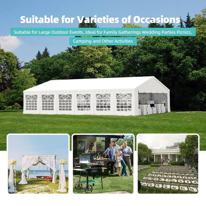 EROMMY 20x40 White Party Shelter Pavilion Tent with Adjustable Sidewalls for Outdoor Use