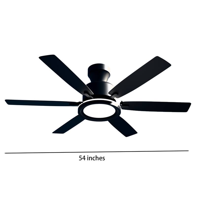 54 Inch Flush Mount Low Profile Ceiling Fan with Light - 54 Inches