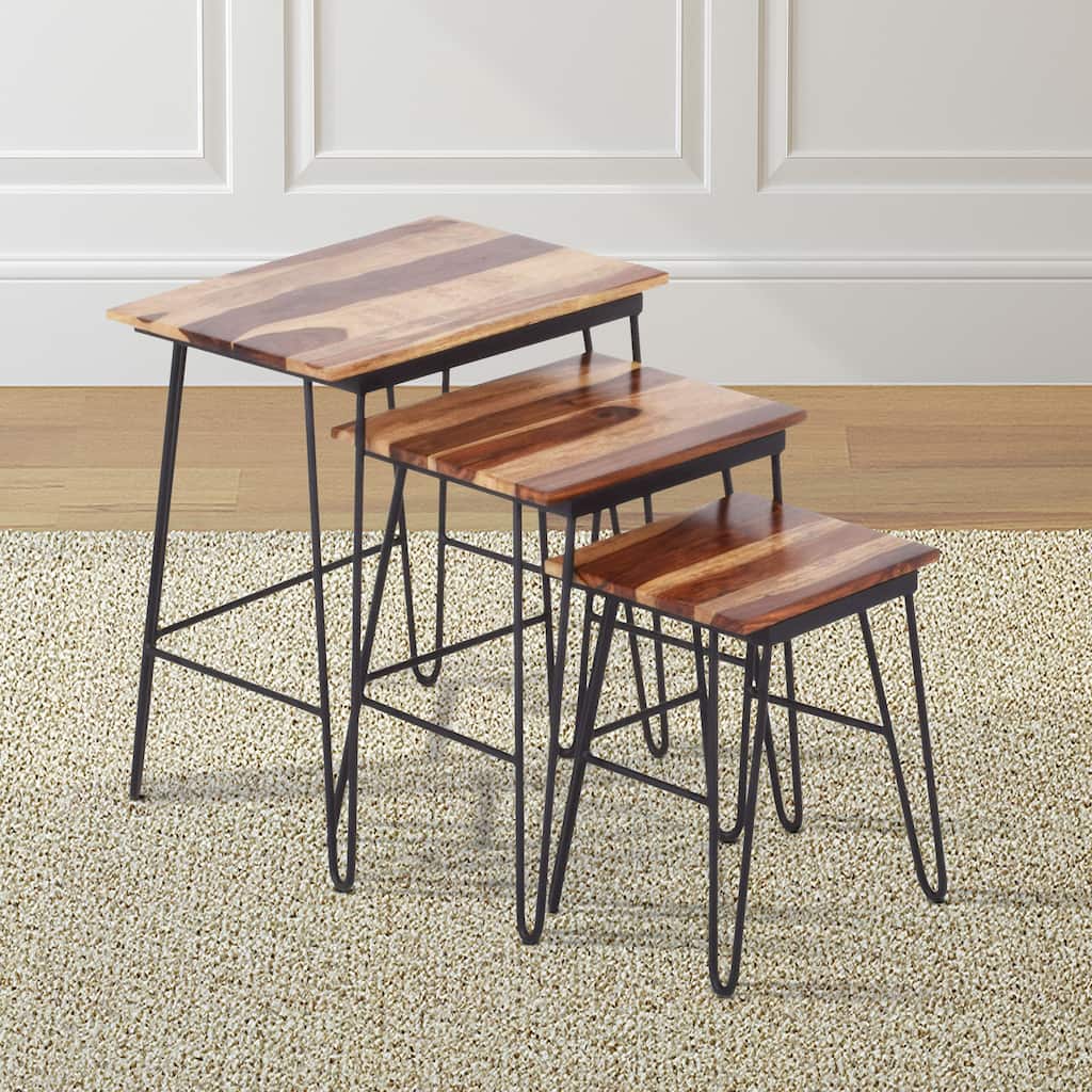 Steve Silver Tarana Sheesham Brown Wood 3-piece Nesting Table Set