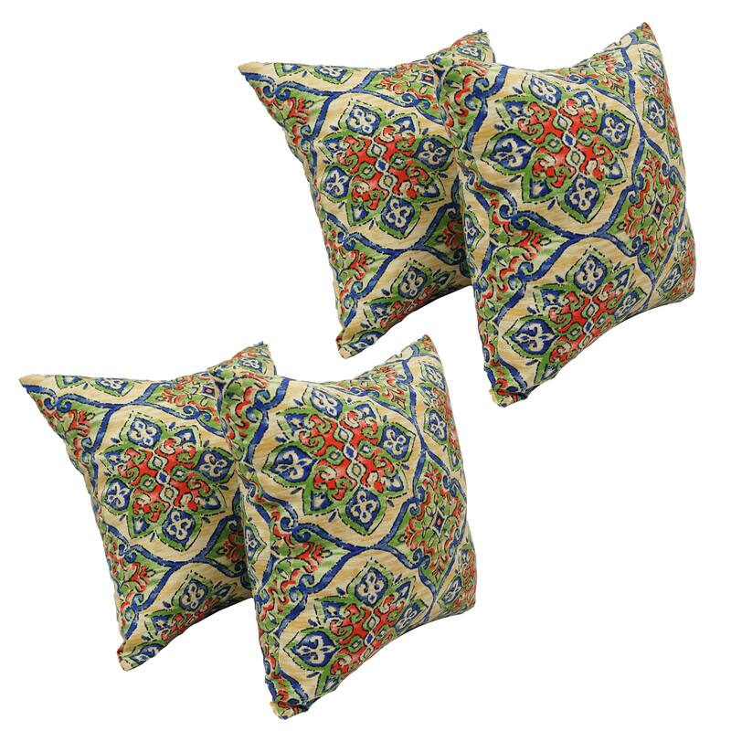 Blazing Needles 17-inch Square Polyester Outdoor Throw Pillows (Set of 4) - Splendor Festive