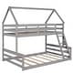 preview thumbnail 1 of 16, Twin Over Full Wood Bunk Bed w/Ladder & Safety Guardrails, Can be Divided Into Two Beds, Wooden Bunk Bed Frame for Kids Bedroom Gray - Twin