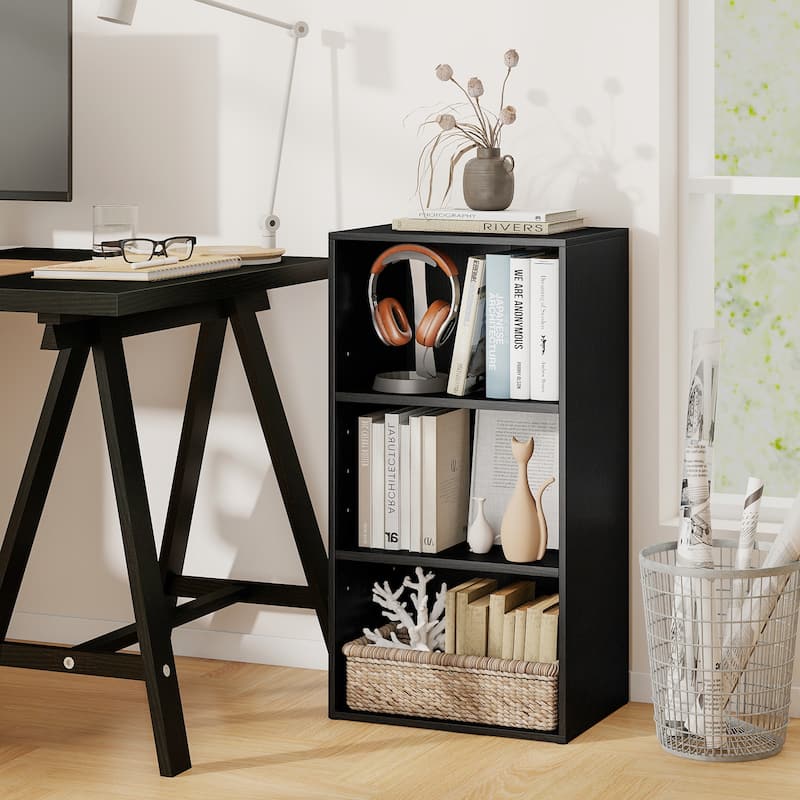 Gymax 3-Tier Cube Bookcase Modern Open Bookshelf w/ Adjustable Shelves - See Details