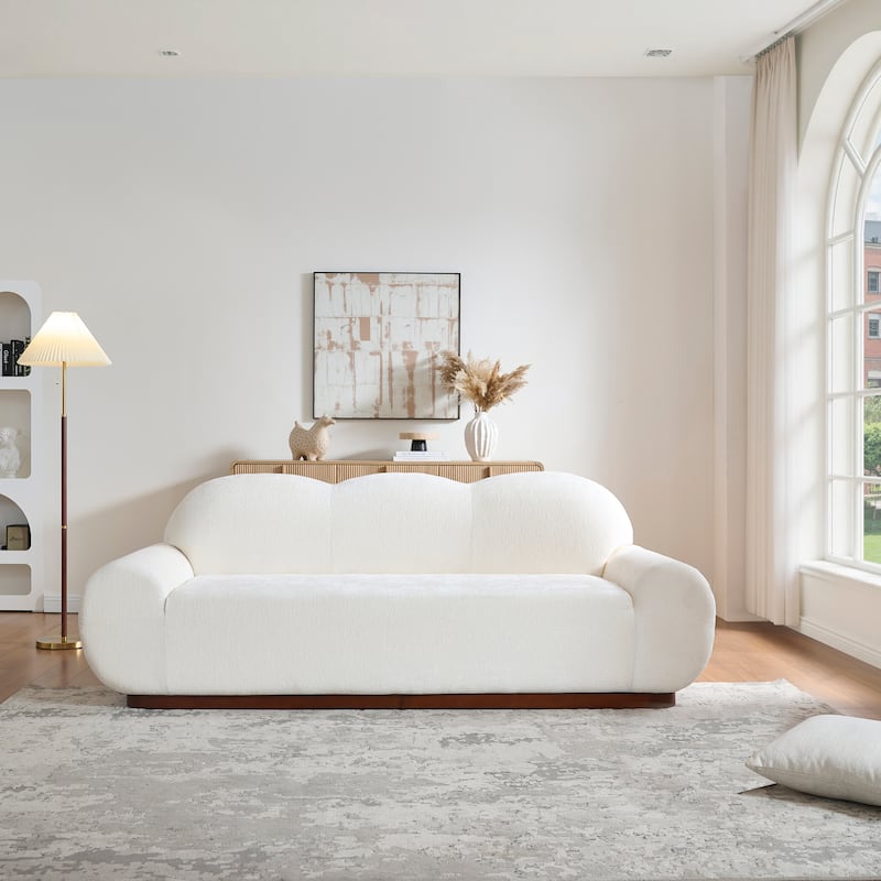 Christopher Knight Home - Cloud Modern Upholstered Chenille Curved 3-Seater Sofa with Round Arms