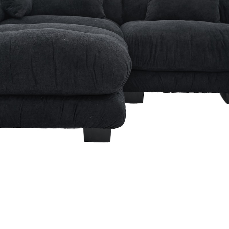 GDFStudio - Pelletized U Shape Cloud Couch with Bolster Armrest Pillows