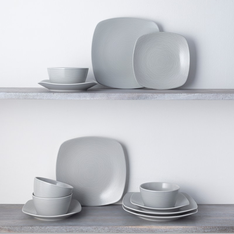 Noritake Colorscapes Swirl 12-Piece Square Dinnerware Set, Service For 4
