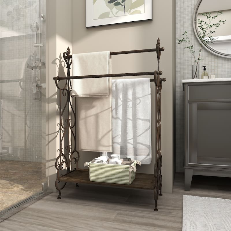 Black Wood Scroll Quilt Rack