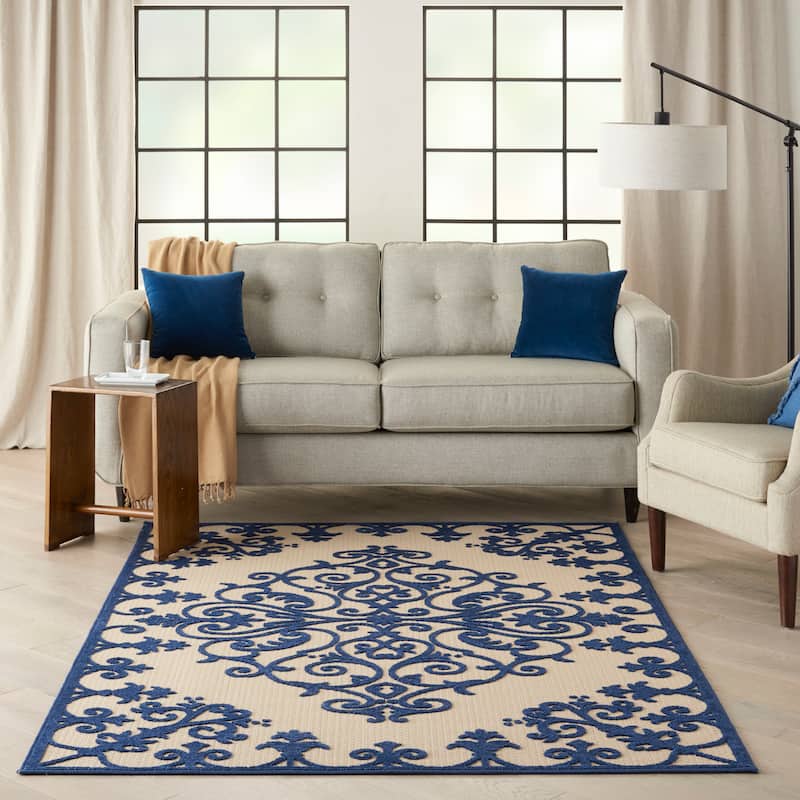 Nourison Aloha Modern Medallion Scroll Indoor / Outdoor Area Rug