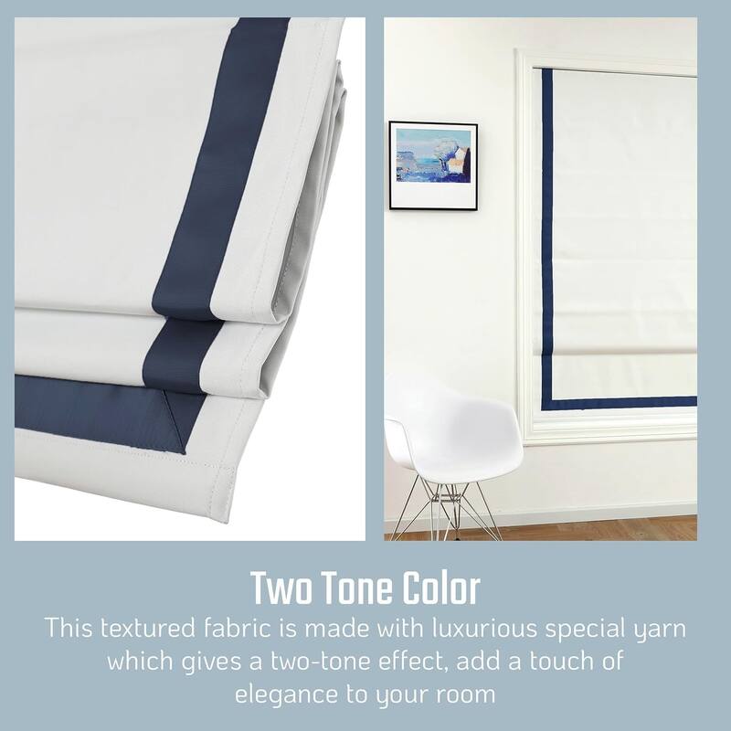 Poyester Greenwich 100% Blackout Roman Shade with Ribbon Border