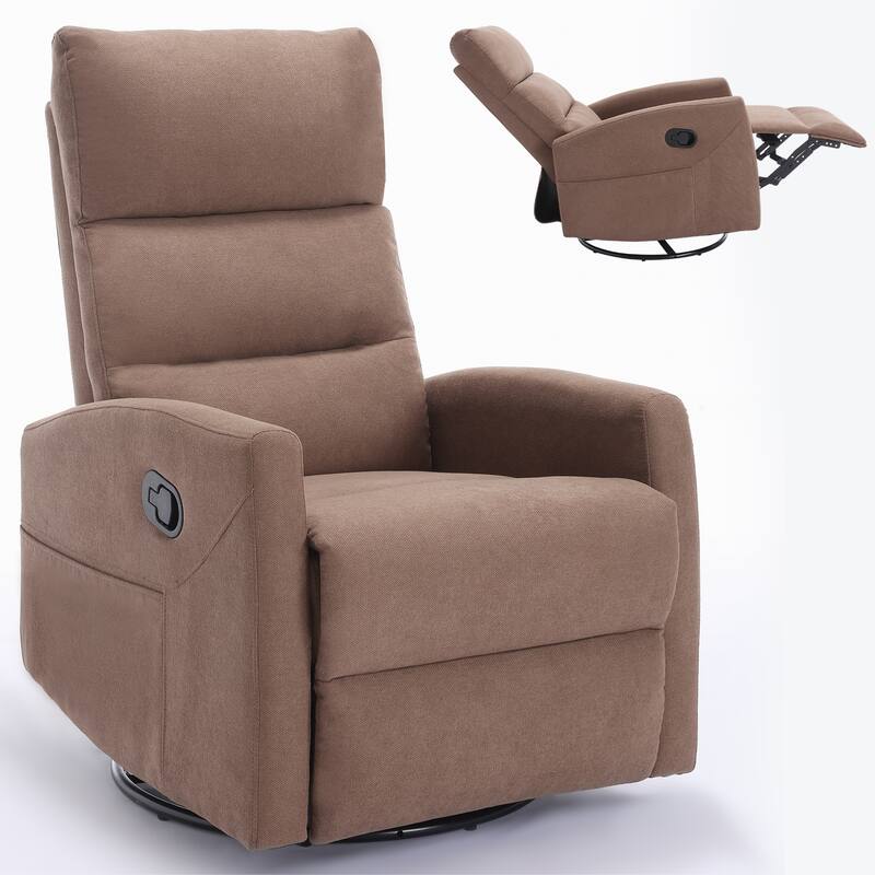 Manual Recliner Chair with Rocker and Swivel - Brown