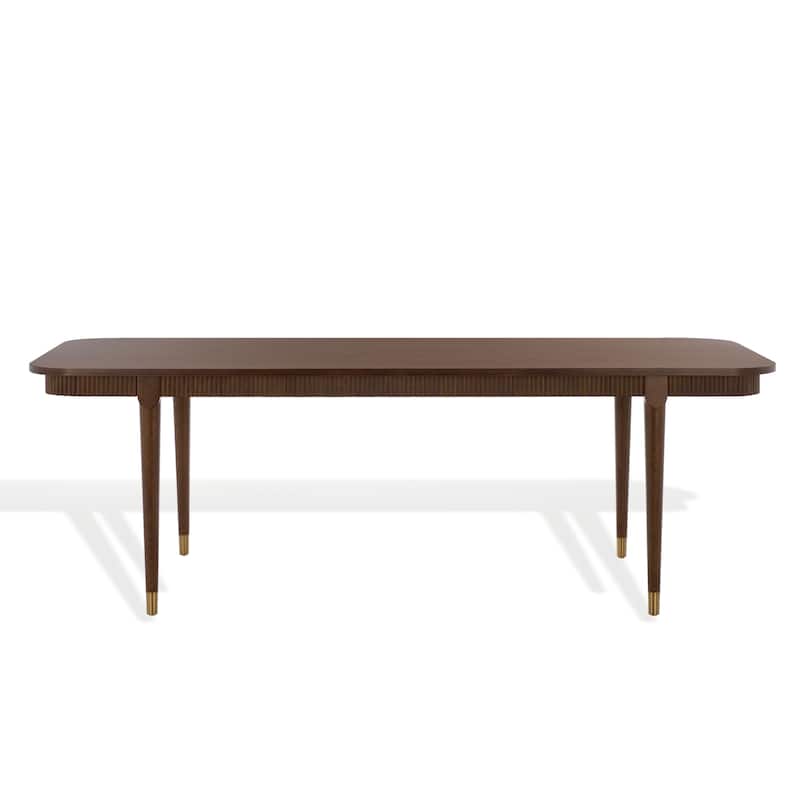 SAFAVIEH Couture Kaylenne 90-inch Ribbed Apron Dining Table - 90"W x 39"D x 30"H - Walnut/Brass