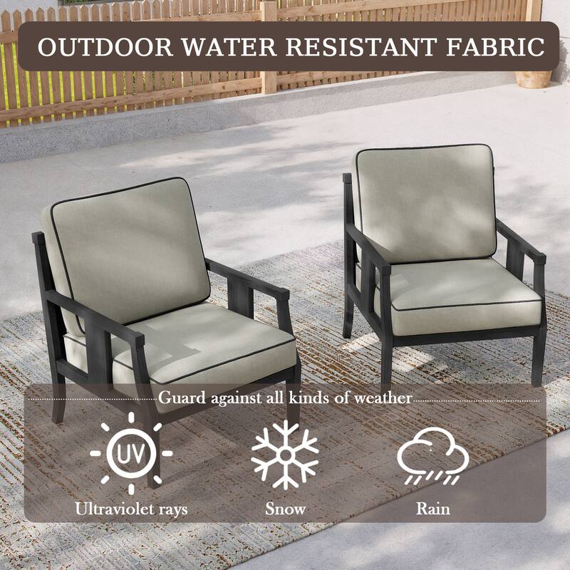 2 Set Outdoor Patio Club Chair with Cushion Patio Arm Lounge Chair
