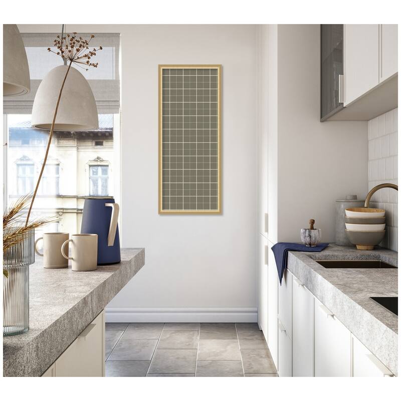 Kate and Laurel Framed Fabric Pinboard Sage Green Plaid Wall Organization