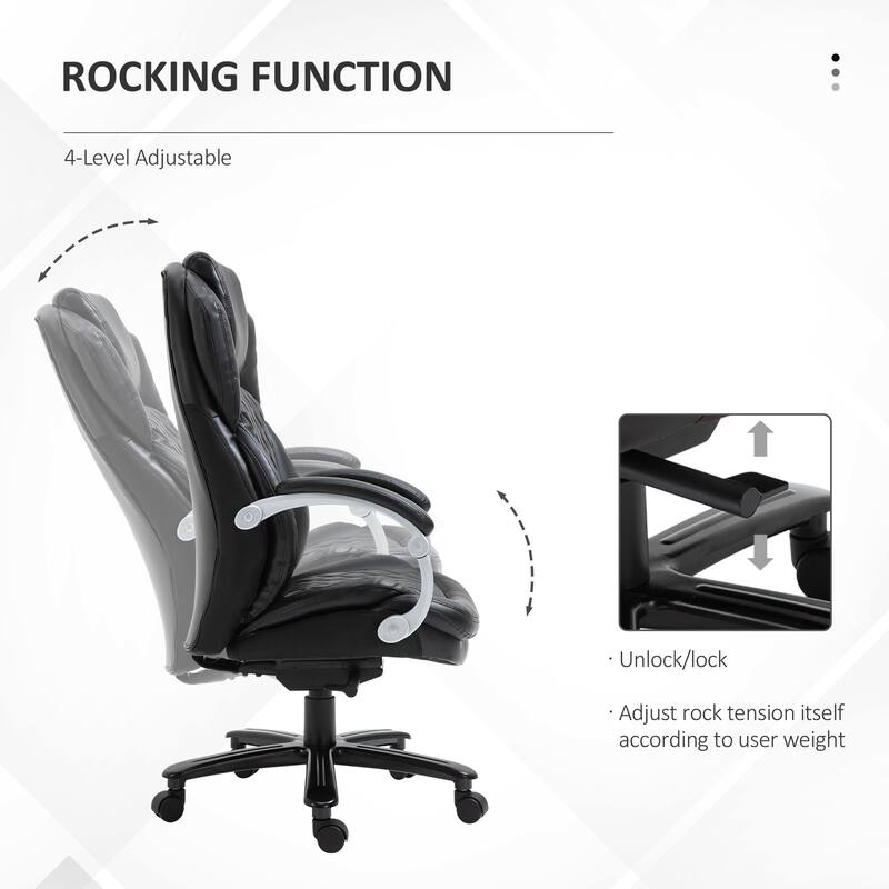 Black Adjustable Height Leather Upholstered Office Desk Chair Gaming Chair, Swivel Chair Computer Task Chair with Wheels