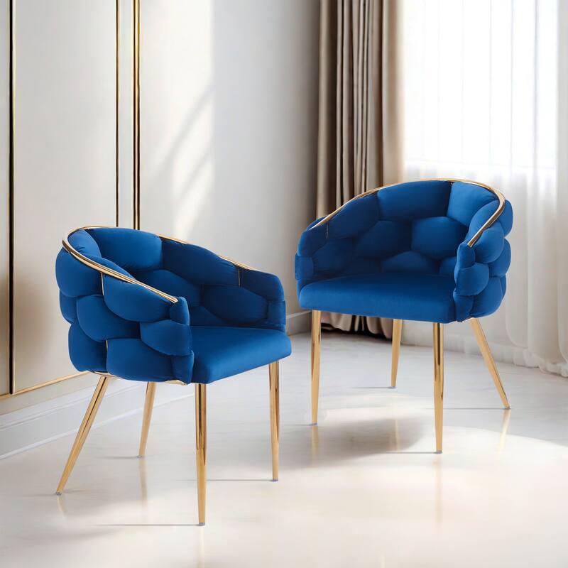 Set of 2 Luxury Handmade Accent Chair with Gold Legs, Modern Velvet Armchair Dining Chair for Living Room Bedroom