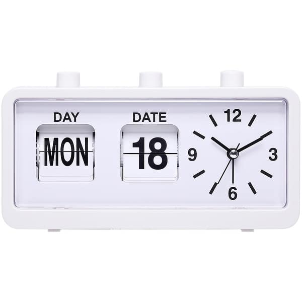 slide 2 of 7, Silent Non Tick Clock with Calendar and Week Home Decor Desk Clocks for Office - 7.8"L x 1.9"W x 3.7"H
