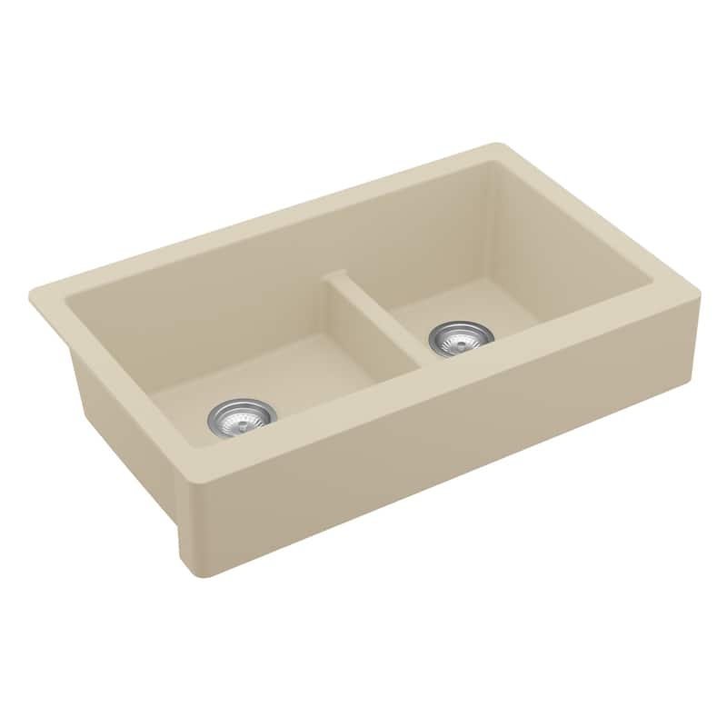 Karran Retrofit Apron-Front Quartz Double Bowl Kitchen Sink