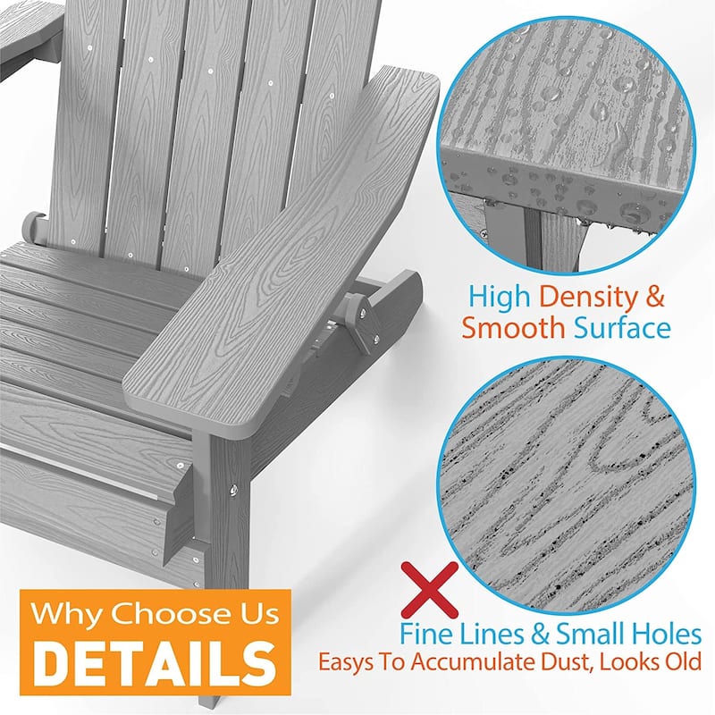 WINSOON All Weather HIPS Outdoor Folding Adirondack Chairs Outdoor Chairs Set of 4