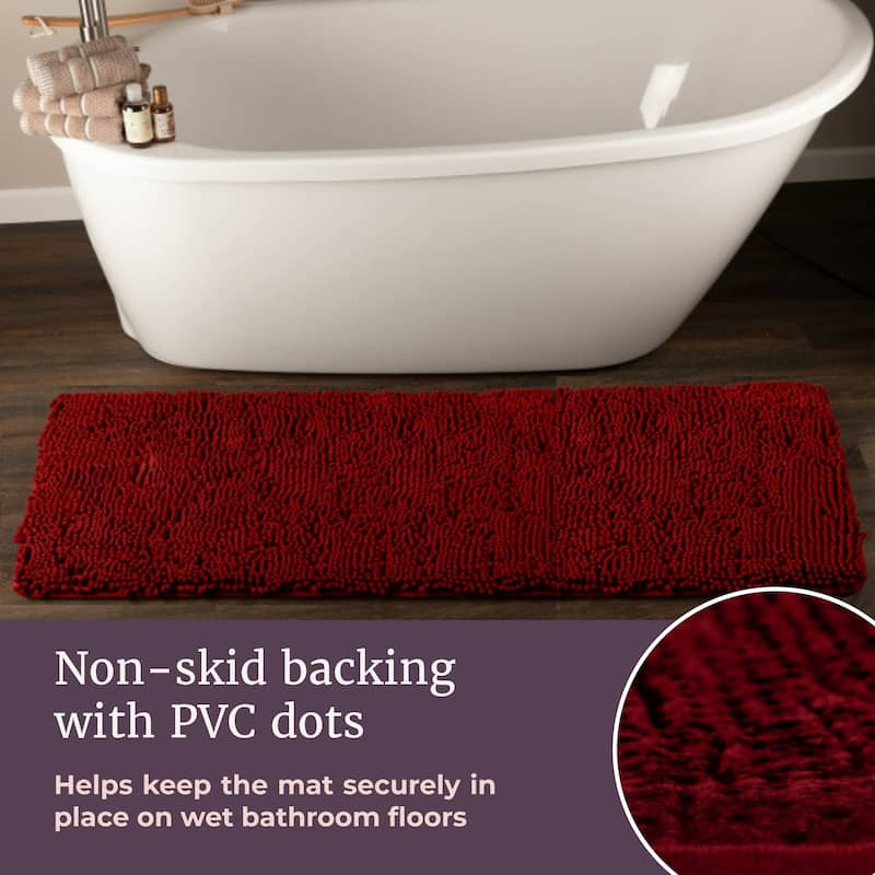 58x24-Inch Bathroom Runner with Non-Slip Backing - Absorbent High-Pile Chenille Memory Foam Bathroom Rug by Windsor Home