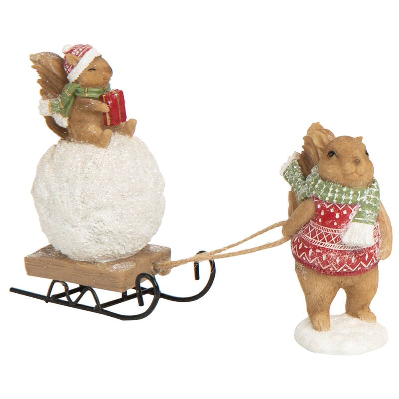 Transpac Resin Fair Isle Critter Sledge Figurine Set of 2 Christmas Home Decorations