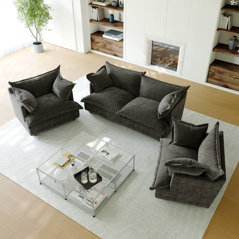 Comfy Cloud Oversized Chenille Modular Sectional Sofa Armchair Set