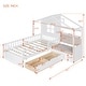 preview thumbnail 3 of 21, Modern Twin Size Wooden House Platform Bed with Trundle Bed, Triangular Roof Sleeper Daybed with 2 Drawers & Storage Shelf