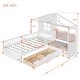 preview thumbnail 10 of 17, Twin Size Platform Bed with Linen Upholstered Sofa, Semi-enclosed House Bed Frame with Drawers and Storage Shelf for Kids