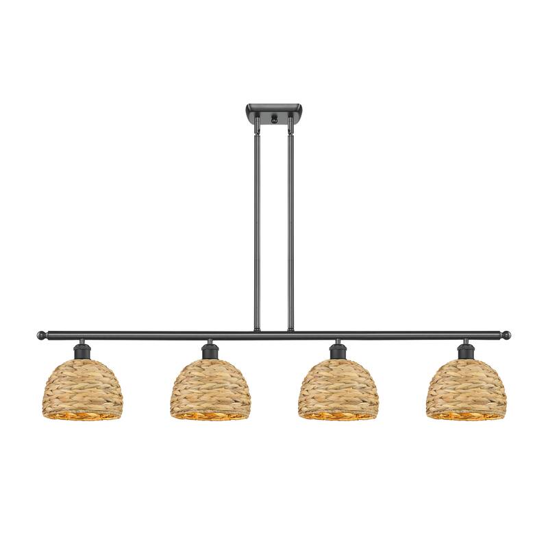 Innovations Lighting 516-4I-11-48 Woven Rattan Linear Woven Rattan 4 - Matte Black / Natural