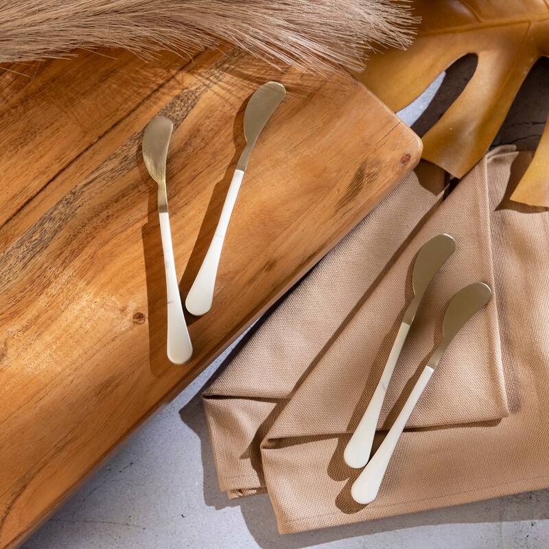 Set of 4 Gold & White Stainless Steel Spreaders