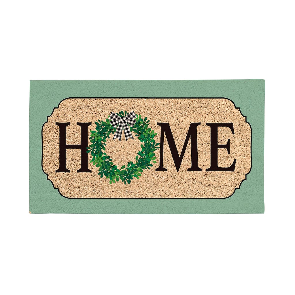 28 in. x 16 in. Farmhouse Home Wreath Coir Mat