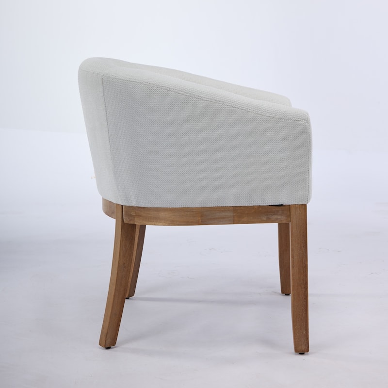 Beige Barrel Dining Chair Side Chair Lounge Chair Dressing Chair Kitchen Chair Reception Chair with Wood Legs
