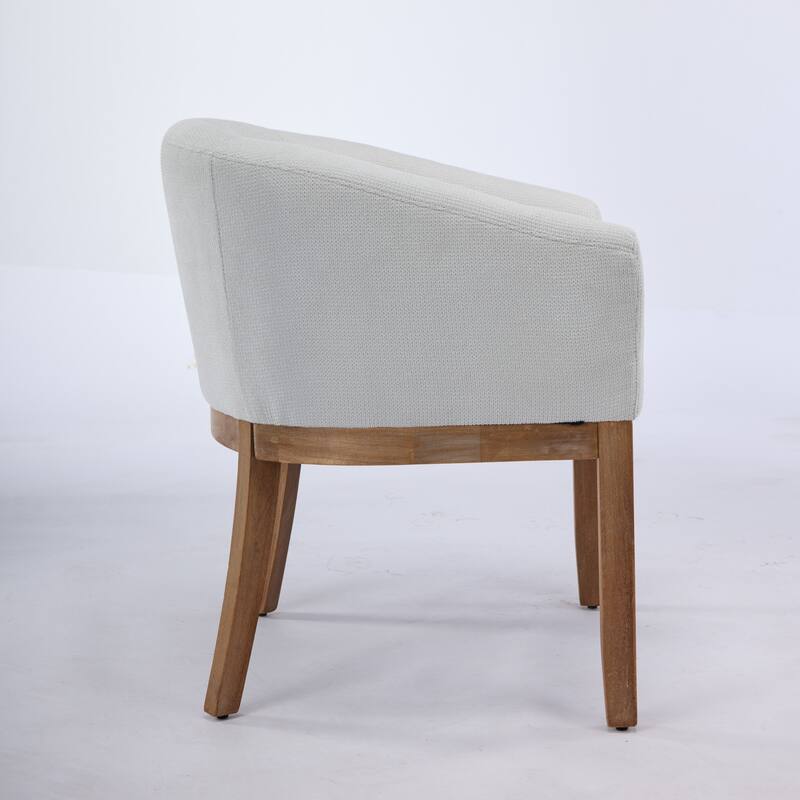GDF Studio - Winslow Mid-Century Modern Barrel Dining Chair with Arms and Linen Upholstery