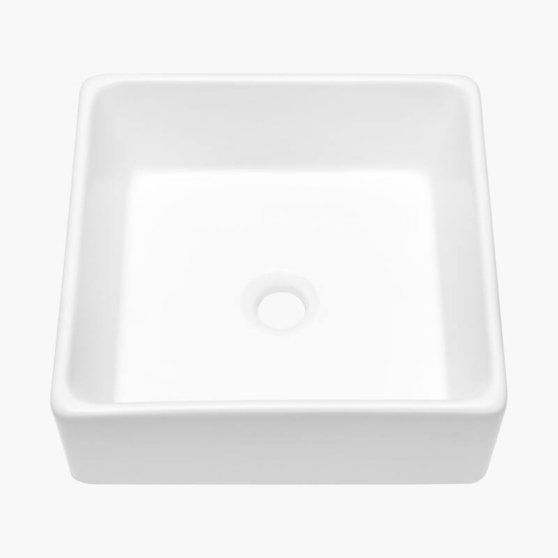 Sleek Square Bathroom Vessel Sink - Contemporary Design, Durable Ceramic, and Easy Countertop Installation - 15in L