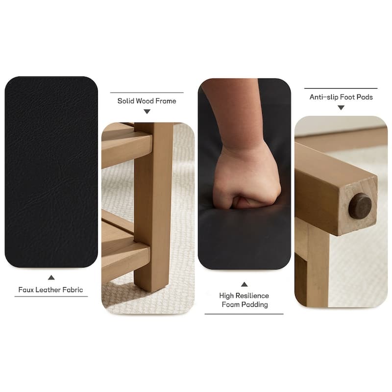 HUIMO Multi-Functional Solid Wood Bench with Storage Shelves 46in/39in/31in