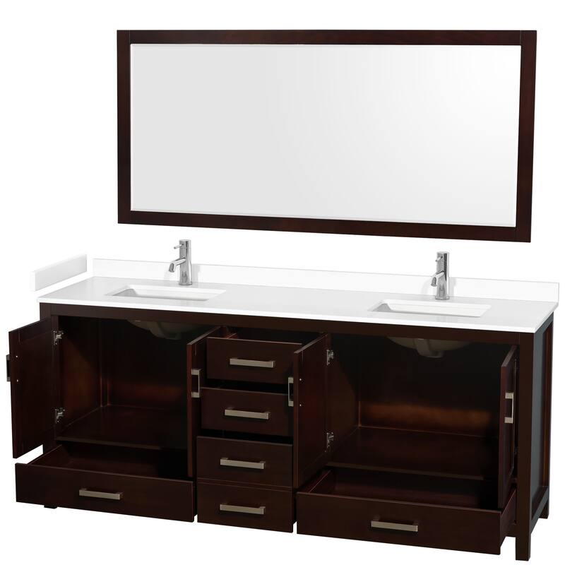 Wyndham Collection Sheffield 80" Double Bathroom Vanity, Carrara