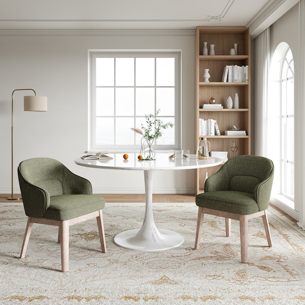 Vintage-Inspired Kitchen Chairs with Curved Backrest Tapered Metal Legs for Dining Room