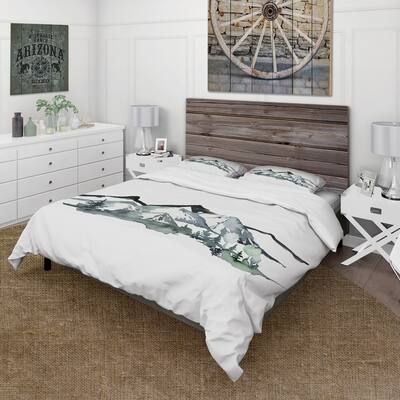 Designart 'Minimalistic Winter Mountains and Fir Forest I' Modern Duvet Cover Set