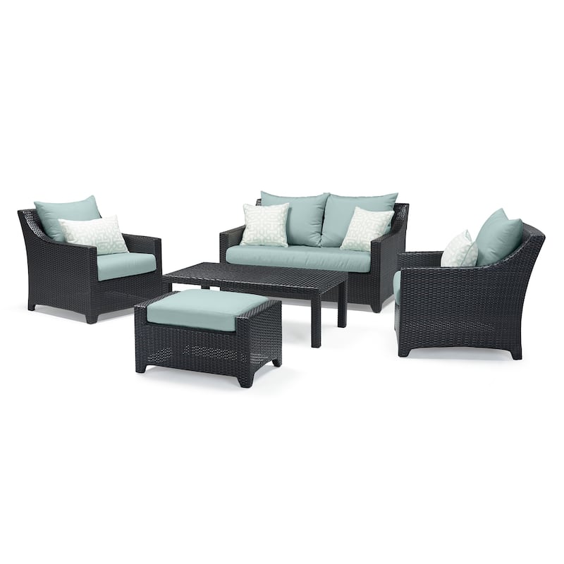Deco 5 Piece Sunbrella Outdoor Patio Love & Club Seating Set